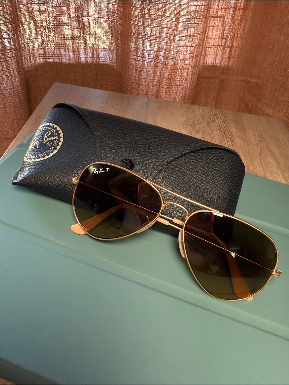 Ray-Ban Polarized Gold Frame Brown Gradient Aviator Sunglasses - Classic Metal - Picture 5 of 7